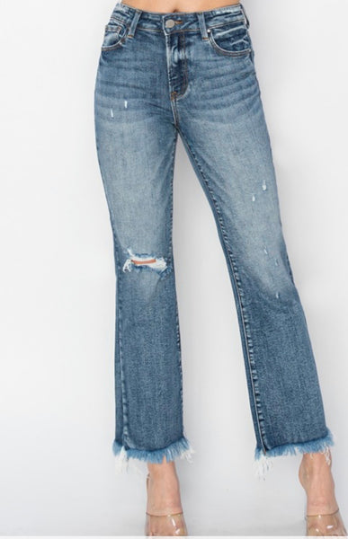 Lucy High Rise Cropped Frayed Denim