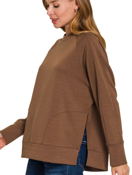 Doorbuster #2 - Round Neck Side Slit Sweatshirt {Color Options}