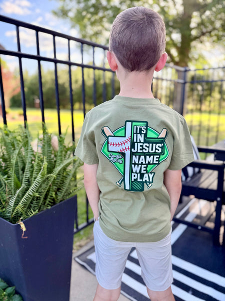 In Jesus Name Baseball Tee