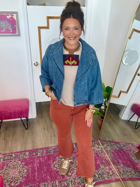 Kat Wide Collar Crop Jacket