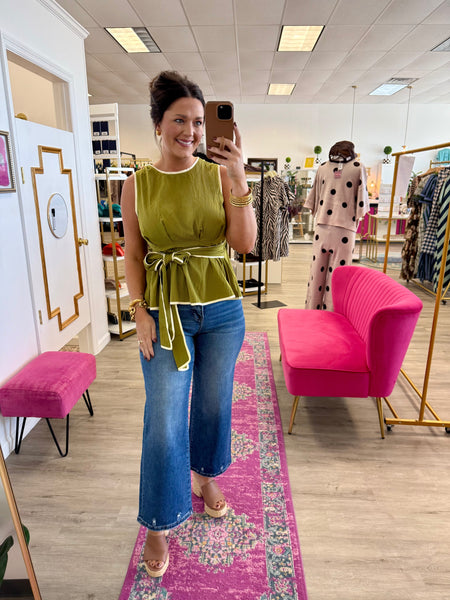 Sutton High Rise Crop Wide Denim