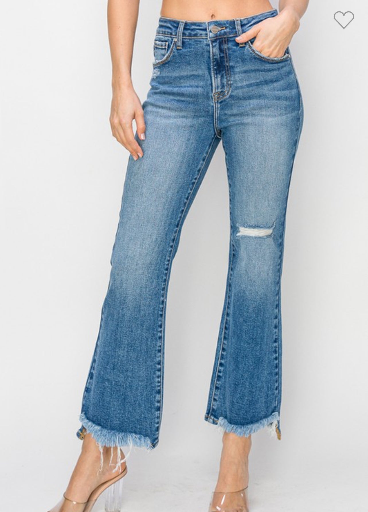 Carissa High Rise Crop Flare Denim