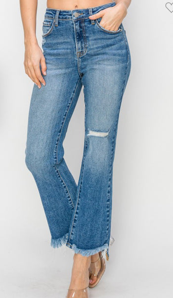 Carissa High Rise Crop Flare Denim