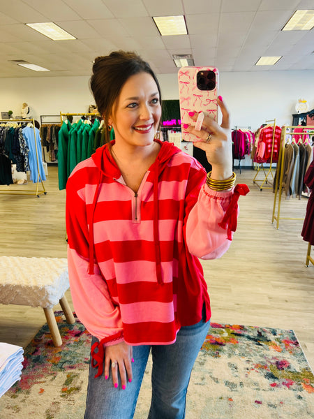 Lover’s Corner Stripe Hoodie Pullover