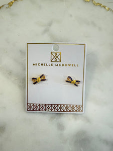 Purple/Gold Bow Earrings