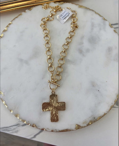 Hammered Cross Necklace